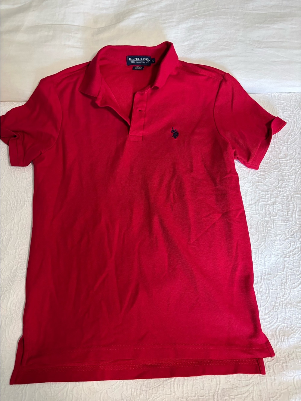 U.S. Polo Assn. Men’s Bright Red Polo with Navy Logo